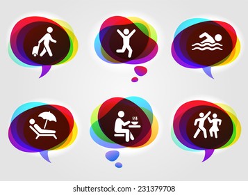 Vacation Travel on Multi Color Speech Bubbles