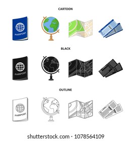 Vacation, travel, passport, globe .Rest and travel set collection icons in cartoon,black,outline style vector symbol stock illustration web.