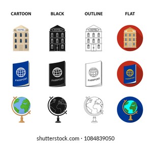 Vacation, travel, passport, globe .Rest and travel set collection icons in cartoon,black,outline,flat style vector symbol stock illustration web.