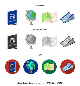 Vacation, travel, passport, globe .Rest and travel set collection icons in cartoon,flat,monochrome style vector symbol stock illustration web.