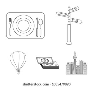 Vacation, travel, pointer, way, navigation .Rest and travel set collection icons in outline style vector symbol stock illustration web.