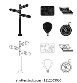 Vacation, travel, pointer, way, navigation .Rest and travel set collection icons in black,outline style vector symbol stock illustration web.