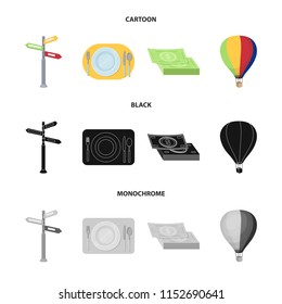 Vacation, travel, pointer, way, navigation .Rest and travel set collection icons in cartoon,black,monochrome style vector symbol stock illustration web.