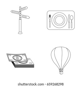 Vacation, travel, pointer, way, navigation .Rest and travel set collection icons in outline style vector symbol stock illustration web.