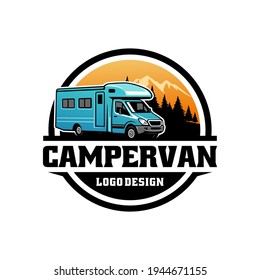  vacation travel RV, camper van with emblem logo style