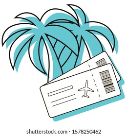 Vacation. Travel to sea. Calendar with airplane tickets. Relax traveling. Design element. Vector illustration. Icon with shadow isolated on white background.