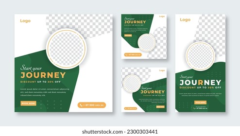 Vacation or Travel Social Media Post for Online Marketing Promotion Banner, Story and Web Internet Ads Flyer