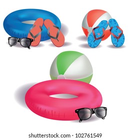 Vacation and travel summer icons set. Vector illustration.