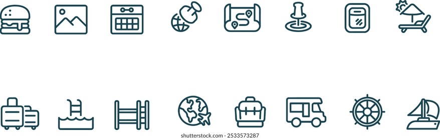 vacation and travel vector line icons set , travel symbol