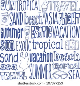 Vacation travel words and icons vector