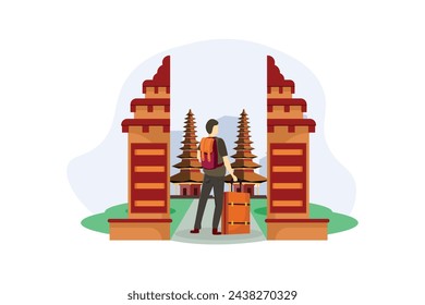 Vacation Traveler Flat Design Illustration