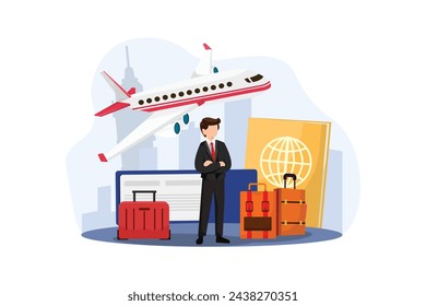 Vacation Traveler Flat Design Illustration