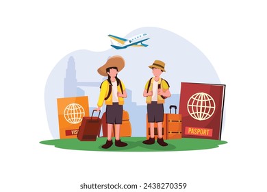Vacation Traveler Flat Design Illustration