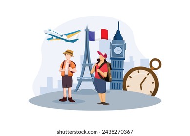 Vacation Traveler Flat Design Illustration