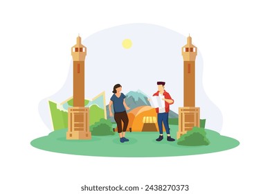 Vacation Traveler Flat Design Illustration