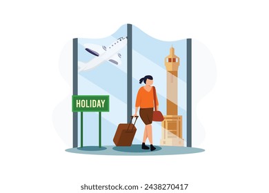 Vacation Traveler Flat Design Illustration