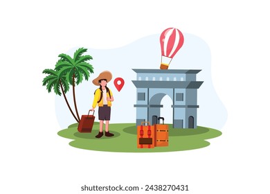 Vacation Traveler Flat Design Illustration