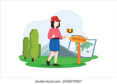 Vacation Traveler Flat Design Illustration