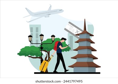 Vacation Traveler Flat Design Illustration