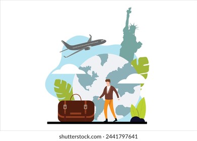 Vacation Traveler Flat Design Illustration