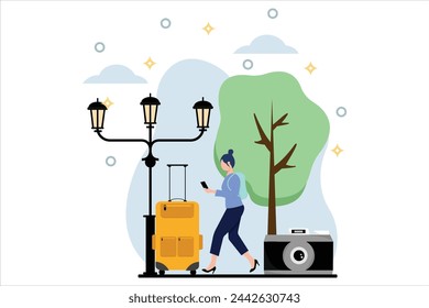 Vacation Traveler Flat Design Illustration