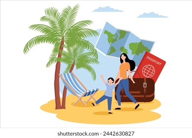 Vacation Traveler Flat Design Illustration