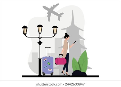 Vacation Traveler Flat Design Illustration