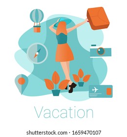 Vacation Travelling Concept. Flat Design Illustration