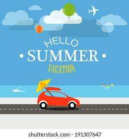 Vacation travelling concept. Flat design illustration