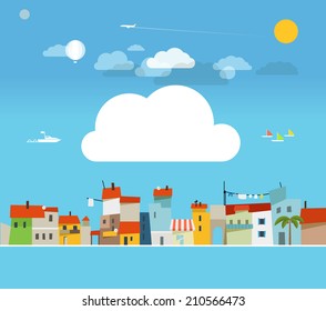 Vacation travelling concept. Flat design illustration