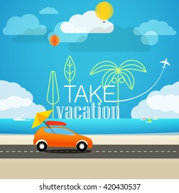 Vacation travelling concept. Flat design illustration
