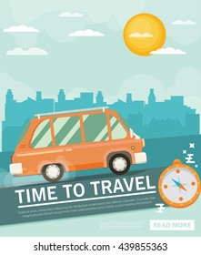 Vacation travelling concept. Flat design illustration