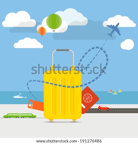 Vacation travelling concept. Flat design illustration