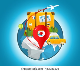Vacation travelling concept. Vector travel illustration. Travel around the world