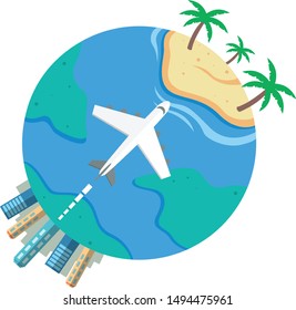 Vacation Trip Planet Flat Vector Illustration