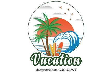 Vacation T-shirt Design Vector, Summer beach Sunshine Vector Print Design Artwork, Take Me To The Sunshine, Beach Paradise Print T-shirt Graphics Design, typography Slogan On Palm Trees Background