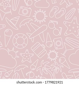 Vacation - Vector background (seamless pattern) of travel, holiday day for graphic design