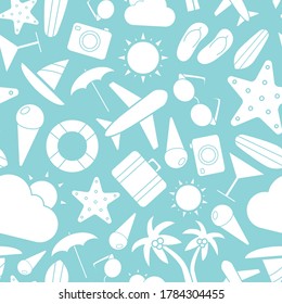 Vacation - Vector background (seamless pattern) of silhouettes travel, holiday day for graphic design