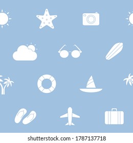 Vacation - Vector background (seamless pattern) of silhouettes travel, holiday day for graphic design