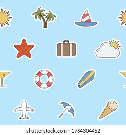 Vacation - Vector color background (seamless pattern) of travel, holiday day for graphic design