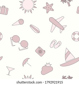 Vacation - Vector color background (seamless pattern) of travel, holiday day for graphic design