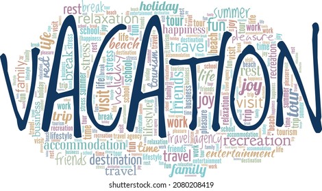 Vacation vector illustration word cloud isolated on white background.