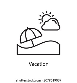 Ilustración de diseño de iconos de contorno vectorial de vacaciones. Símbolo de aplicación web y móvil sobre archivo EPS 10 de fondo blanco