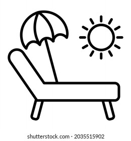 Vacation Vector Outline Icon Isolated On White Background
