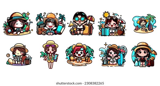Vacation vector set collection graphic clipart design