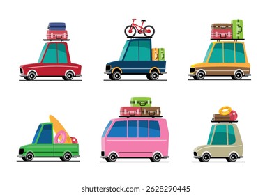Vacation Vehicles Summer Road Trip Car Collection vector illustration