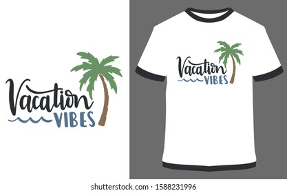 Vacation vibes - typography t-shirt vector design illustration, it can use for label, logo, sign, sticker for printing for the family t-shirt.
