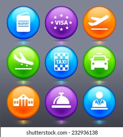 Vacation and Water Sports on Multi Color Round Buttons