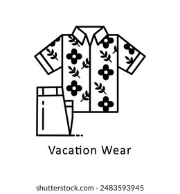 Vacation Wear vector outline Design illustration. Symbol on White background EPS 10 File