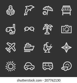 Vacation web icon set 1, grey set
